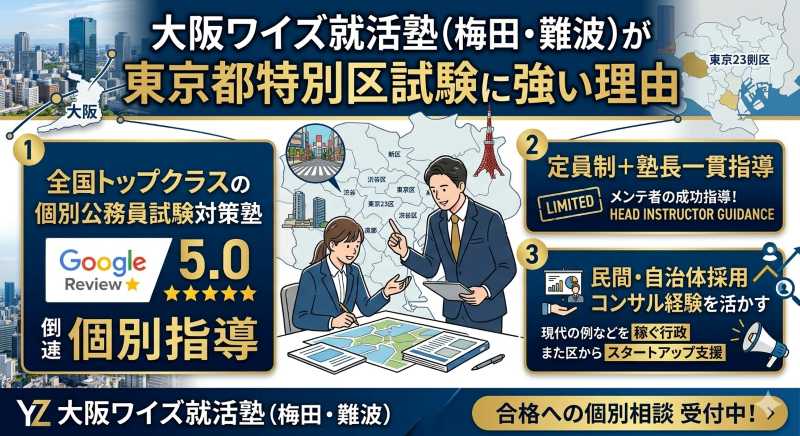 東京都特別区試験の対策で大阪ワイズ就活塾が強い理由